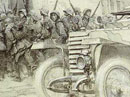 A French Armored Car Mistakenly Drives Into a German Occuppied Town, by Georges Scott