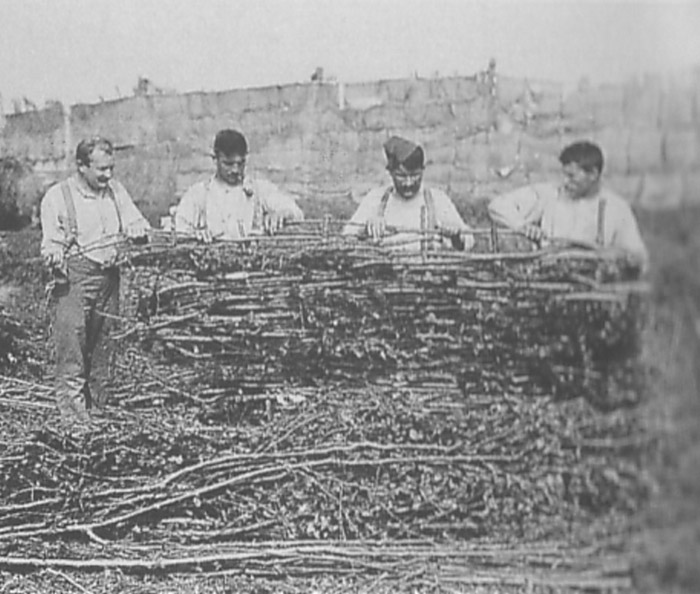 These men are making a section of wattle.