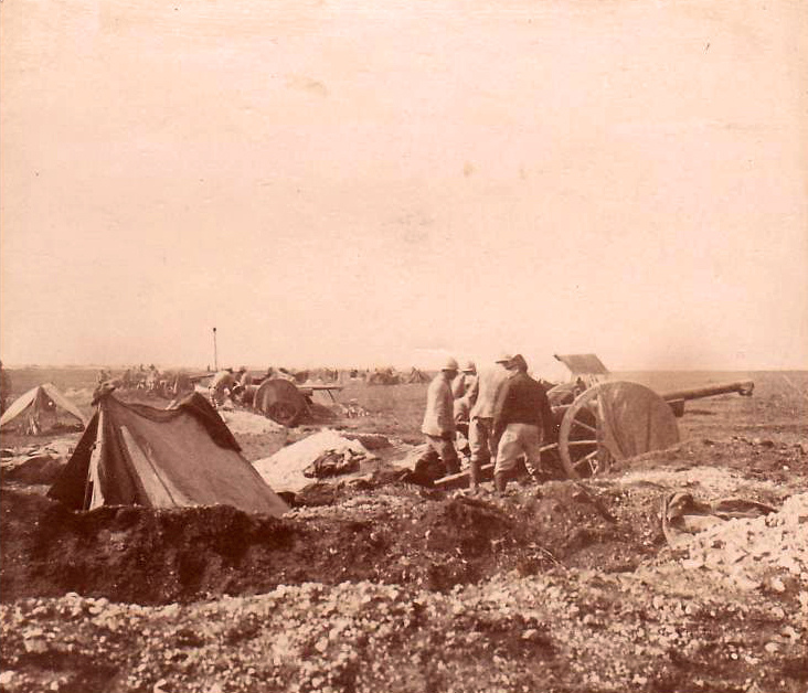 Though not trapped in the trenches like the infantry, this photo shows the exposed positions field artillerymen had to occupy.