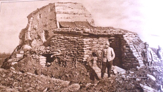 A captured German blockhouse, now occupied by French soldiers.