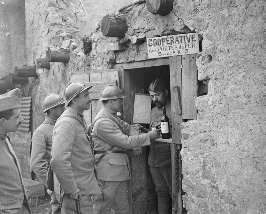 An army co-operative, selling wine, food and small nick-knacks to the men.