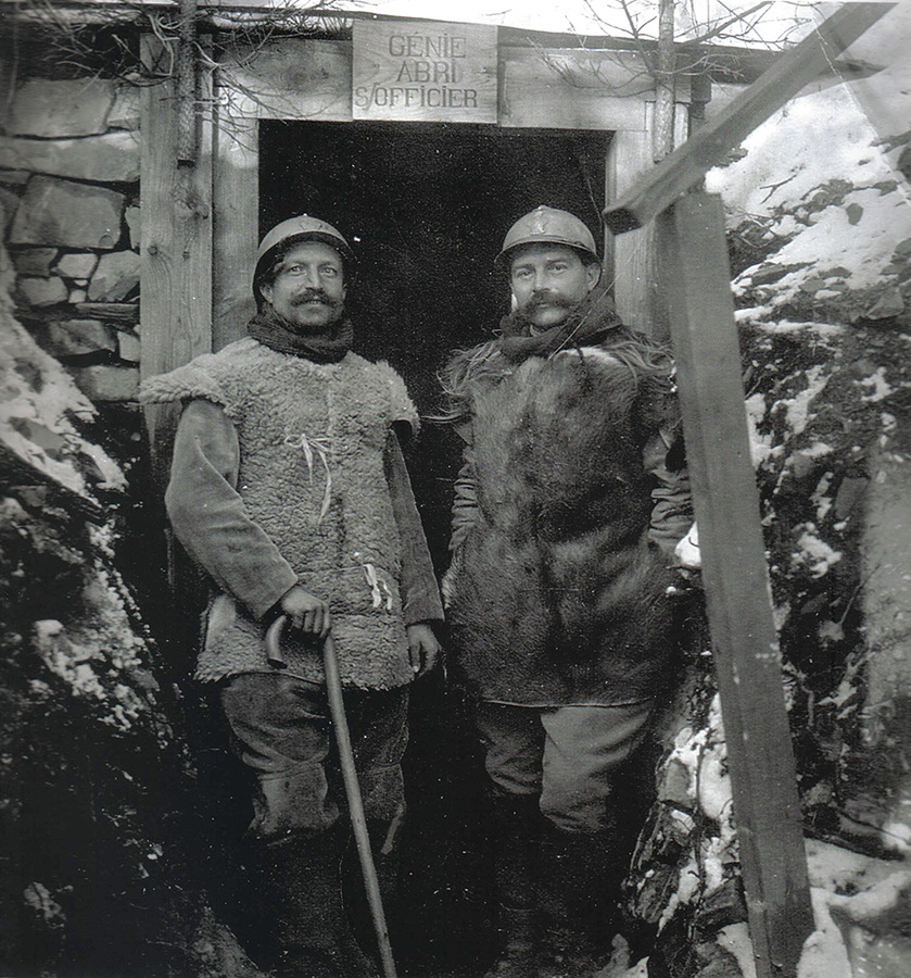 Two engineer NCOs wearing sheep and goatskins