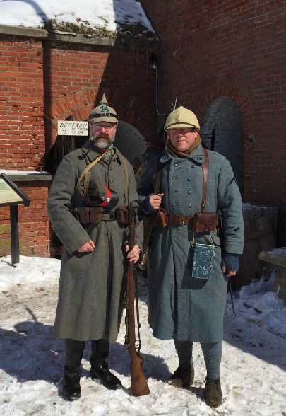 A German soldier alongside Sdt. Croissant, Fort Mifflin, March 2015.