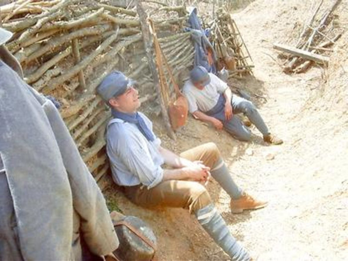 Trying to stay cool in the trenches, April 2004.