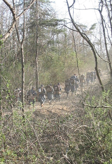 The unit moves up to the line, April 2005.