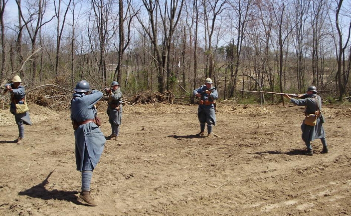 Sgt. Contamine leads the French composite company in bayonet drill, April 2009.