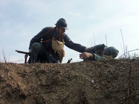 Checking on a downed comrade, April 2012.