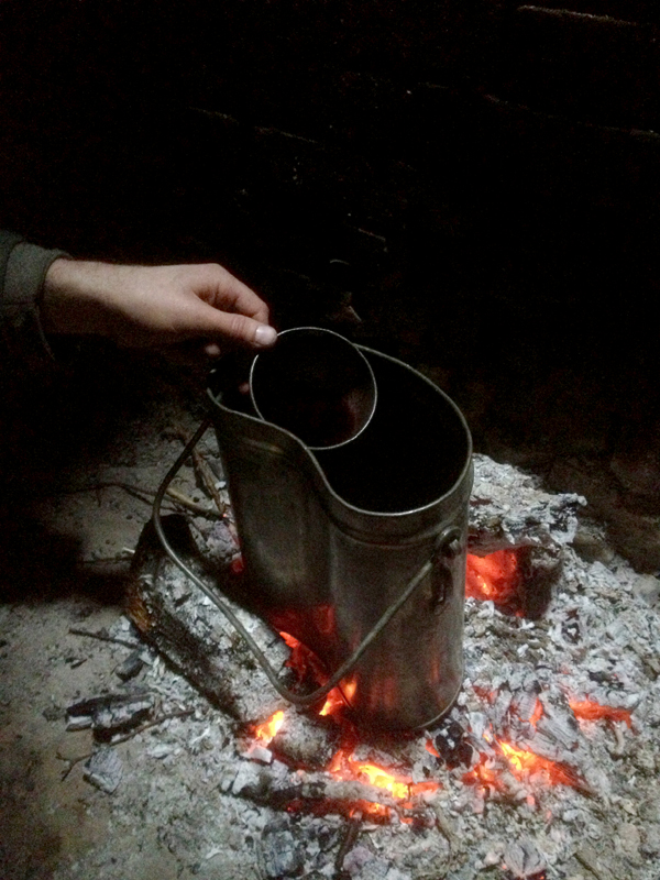 Warm pinard: the best protection against a cold morning. Fort Mifflin 2013.