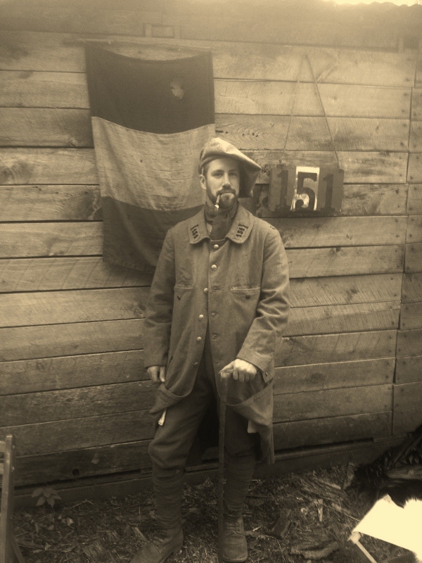 Sgt. Contamine in 1916 kit at the end of the French company work weekend. Newville, September 2013.