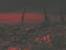 A flare casts a strange light across a smoke-filled no-man's-land, April 2004.