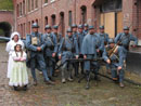 Jean Contamine with members of the French reenacting organization, The Poilu of the Marne Association, in a living history at Fort Seclin, France, October 2004.