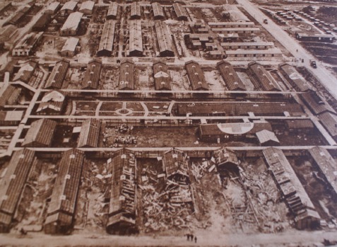 An aerial image of a French hospital bombed by German aircraft.